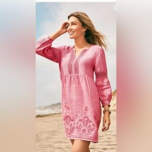 Tommy Bahama St. Lucia Split Neck Dress Swim Cover-Up LinenLarge NWT size Small